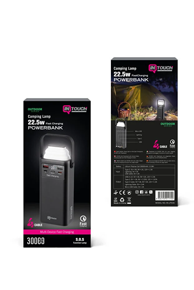 30.000 Mah 22,5W PD Hızlı Kablolu Kamp Lambası Outdoor Serisi Powerbank Fast Led Lamba